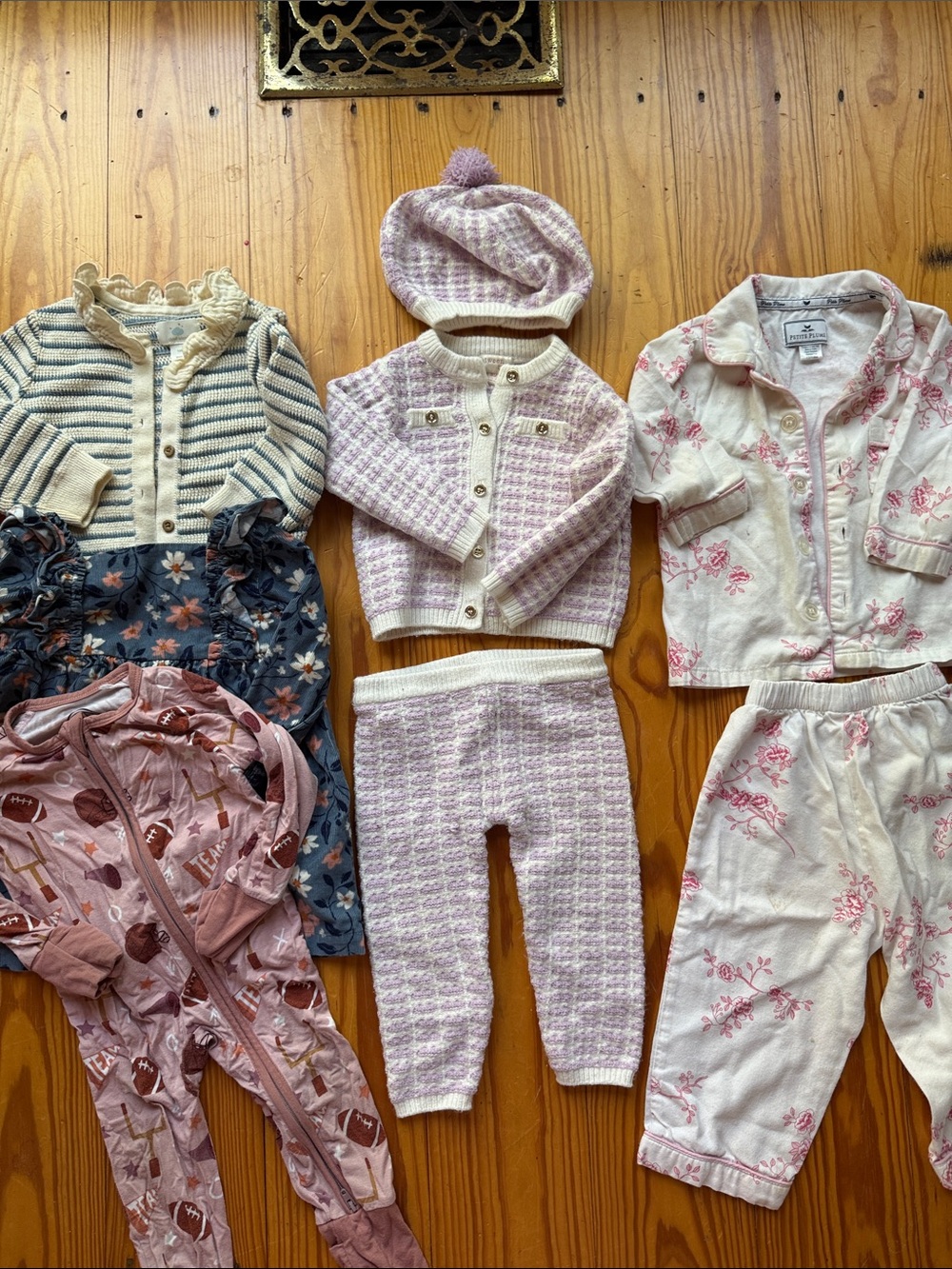 Toddler Knit Cardigan & Pant Pajama Set with Pom Hat - Lavender
